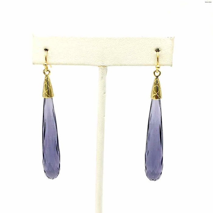 Purple Goldtone Faceted Crystal Shard Earrings