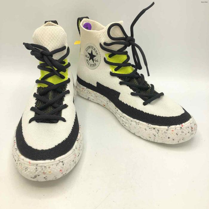 CONVERSE White & Black Neon Green High-Top Sneaker Shoe Size 8 Shoes