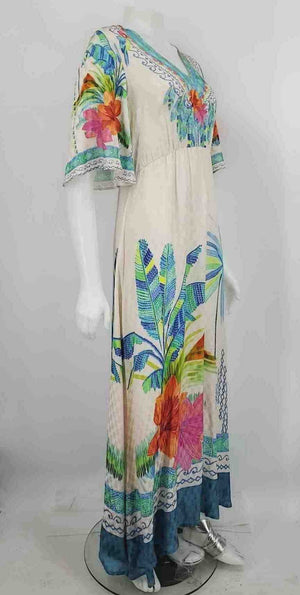 sachin and babi light blue dress JOHNNY WAS Ivory White Green Multi Floral Maxi Length Size X-SMALL Dress –  ReturnStyle