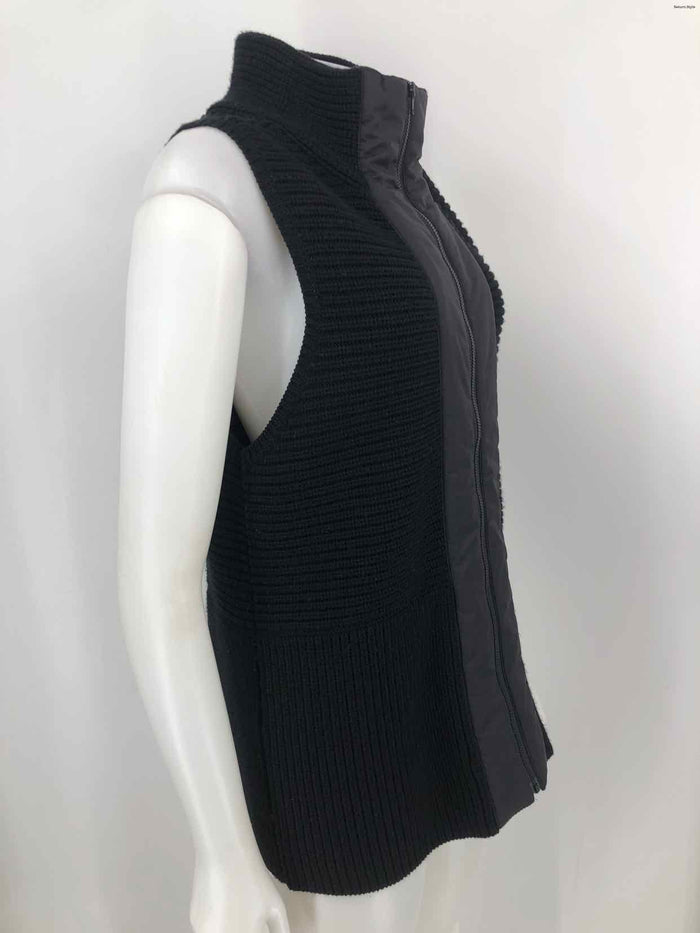 EILEEN FISHER Black Wool & Nylon Zip Front Women Size MEDIUM (M) Vest