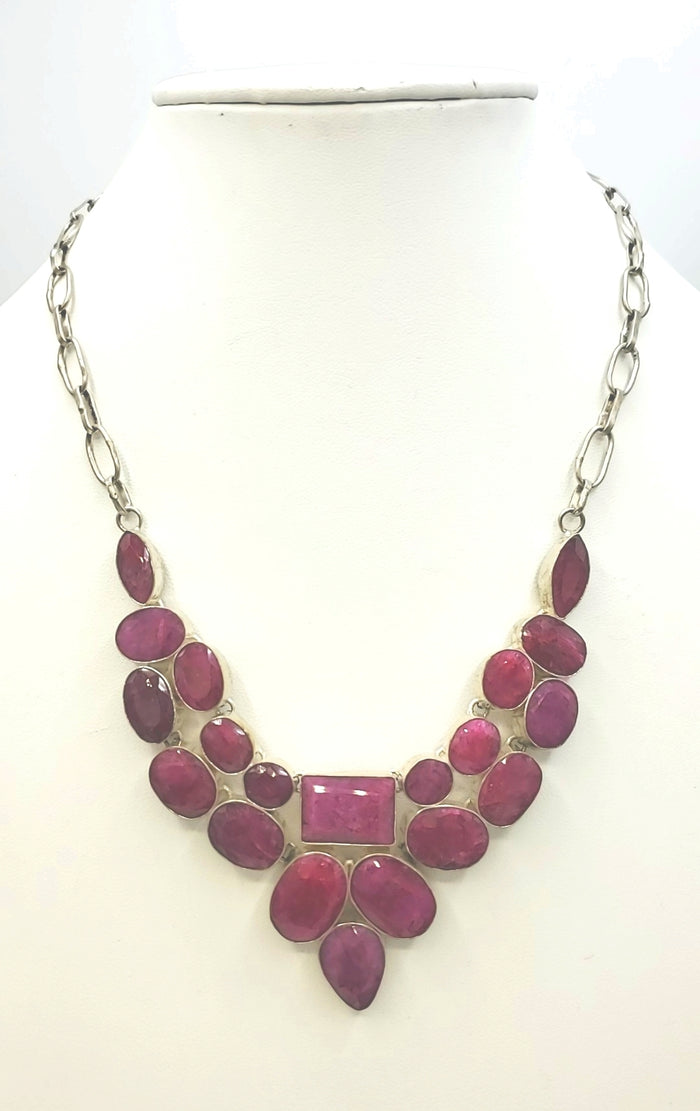 Pink Sterling Silver Ruby Collar ss Necklace