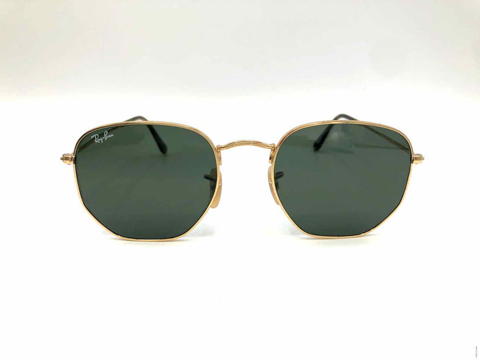 RAYBAN Goldtone Brown Pre Loved Round Sunglasses