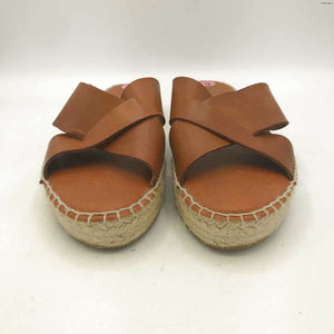 PASEART Tan Beige Leather Upper Made in Spain Criss Cross Sandal Sandals