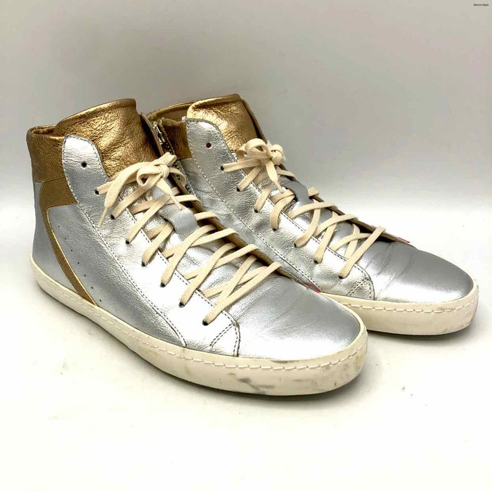 MONTELLIANA Silver Gold Leather Italian Made High Top Shoe Size 37 US: 7 Shoes