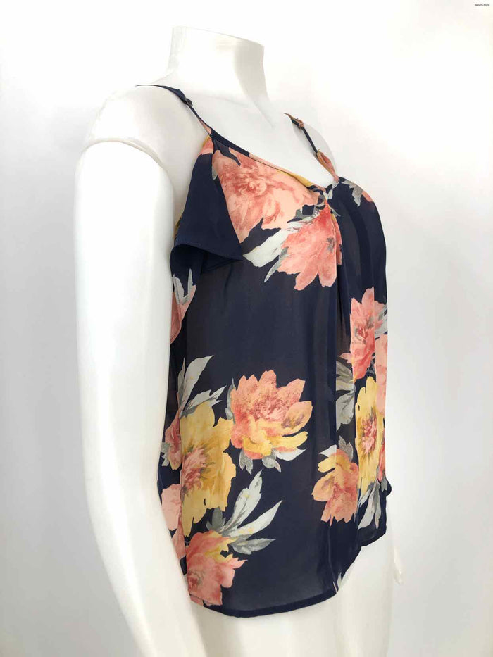 JOIE Navy Pink Multi Silk Floral Tank Size SMALL (S) Top