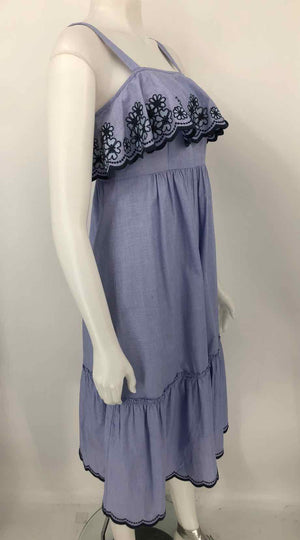 KATE SPADE Blue Navy Embroidered Midi Length Size X-SMALL Dress