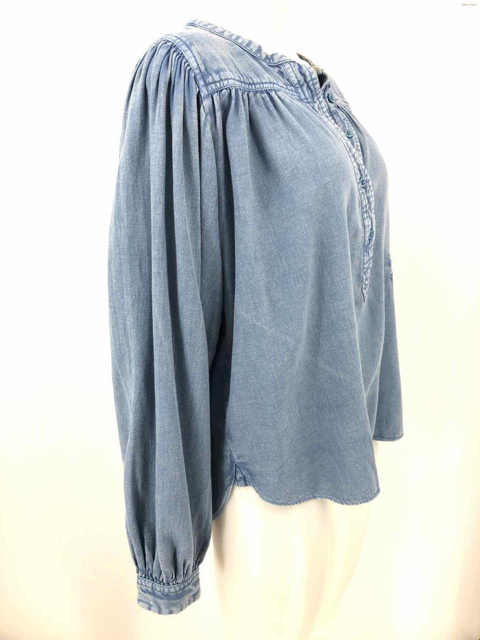 ZADIG & VOLTAIRE Lt Blue Chambray Made in India Billowy Sleeves Longsleeve Top