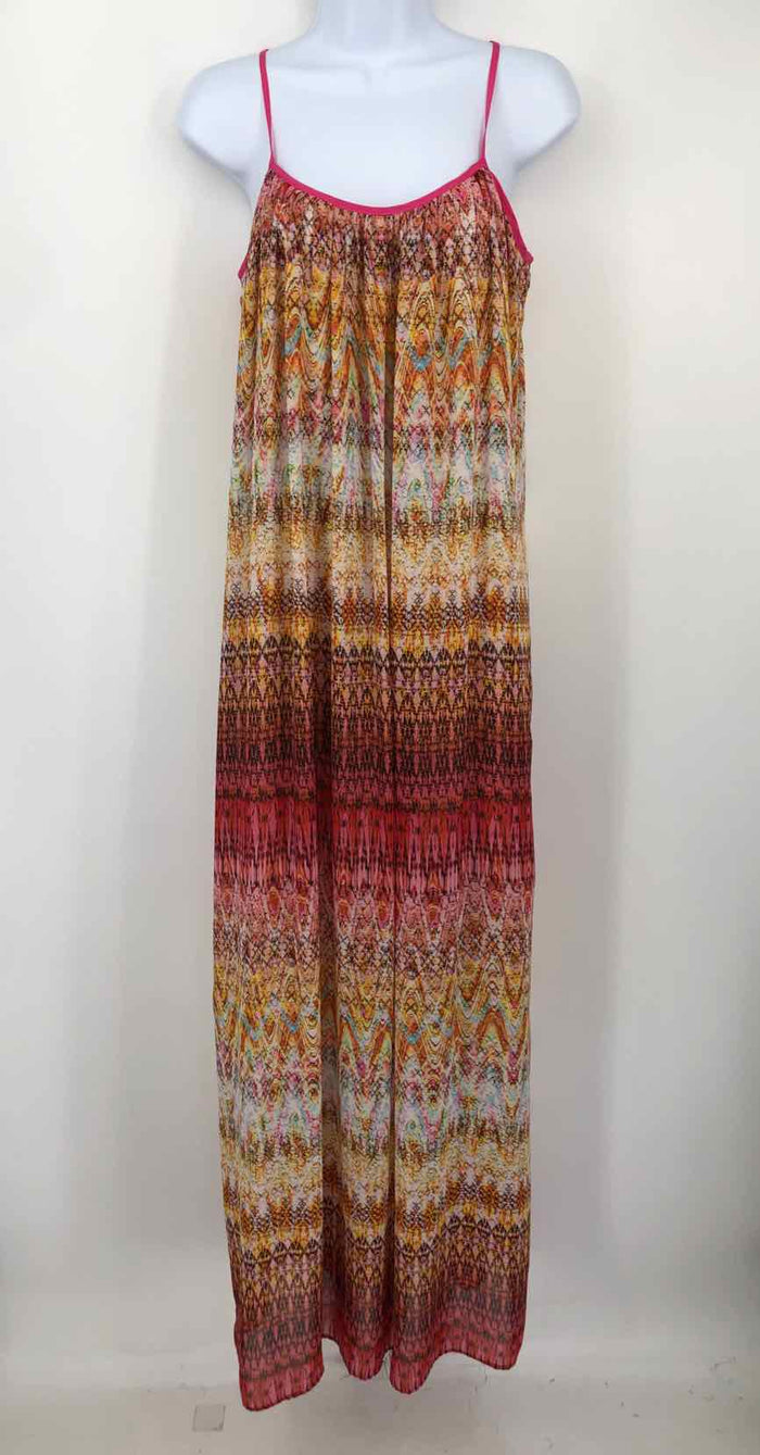 LAVENDER BROWN Pink Yellow Print Maxi Length Size SMALL (S) Dress