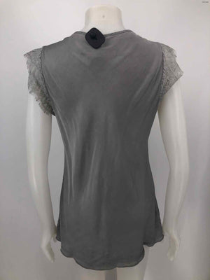 VENTI6 Gray Lace Trim Lace Short Sleeves Size MEDIUM (M) Top