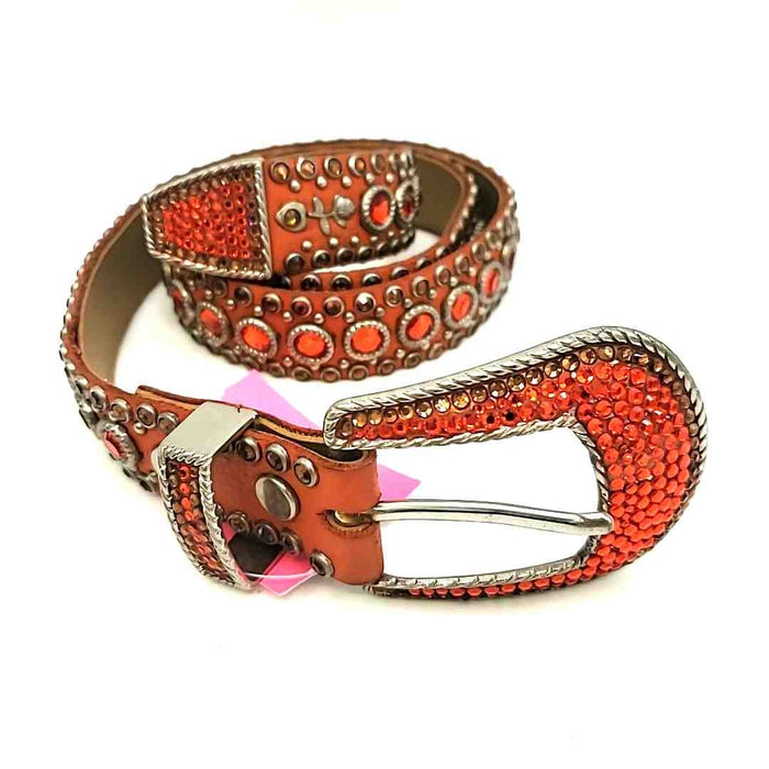 KIPPYS Orange Silvertone Crystal Pre Loved AS IS Woven Belt