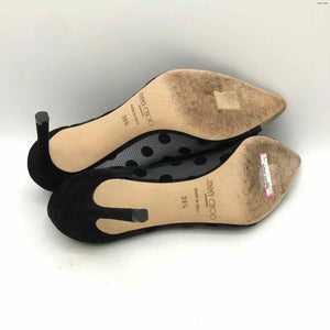 JIMMY CHOO Black Gold Italian Made Dot 3.5" Chunky Heel Shoes