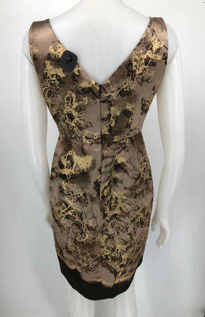 TAHARI Taupe Gold Reptile Sleeveless Size 6  (S) Dress