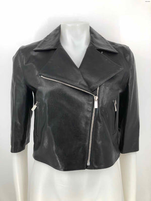 MICHAEL KORS Black Leather 3/4 Sleeves Moto Women Size 6  (S) Jacket