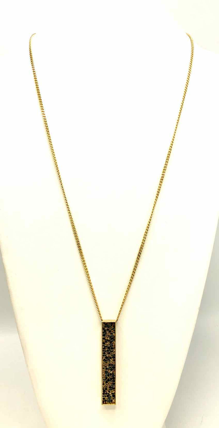 ST. JOHN Goldtone Blue Crystal from Swarovski Rectangle Necklace