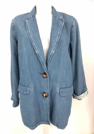 J JILL Lt Blue Cotton Denim Blazer Women Size MEDIUM (M) Jacket