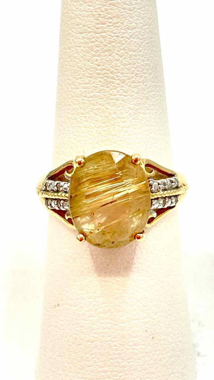 10K Gold Rutilated Quartz 10K Ring Size 7
