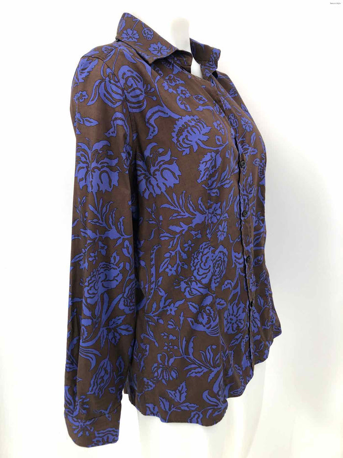 ETRO Brown Purple Made in Italy Print Button Up Size MEDIUM (M) Top