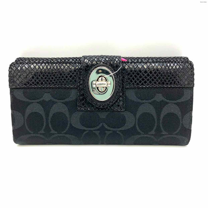 COACH Black Lt Blue Fold Over Wallet