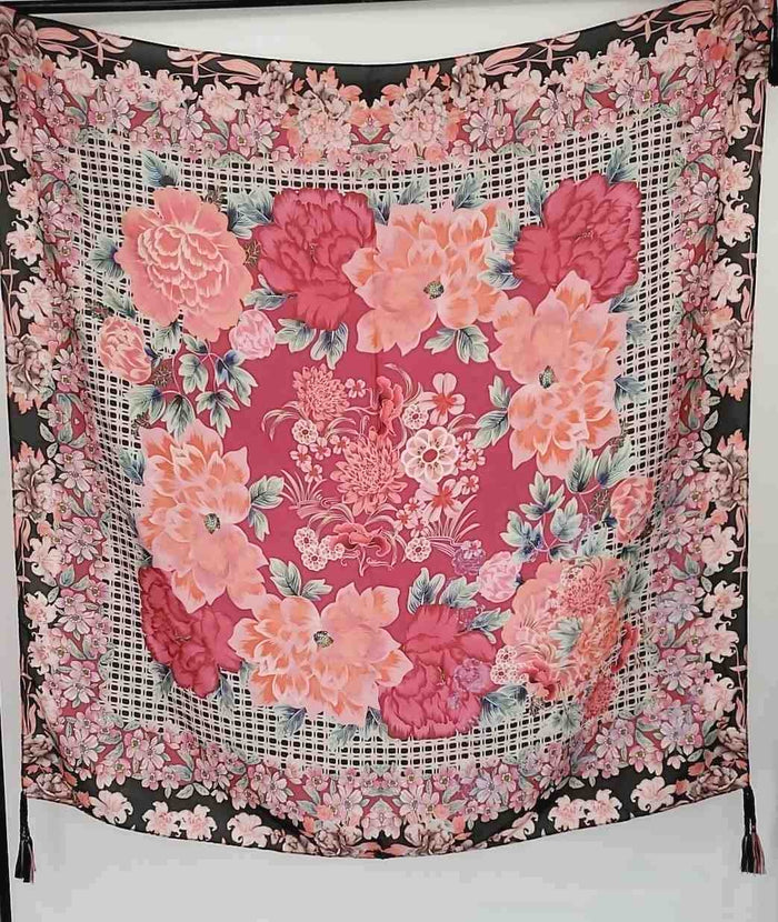 JOHNNY WAS Pink Multi Green Multi Silk Pre Loved Floral 