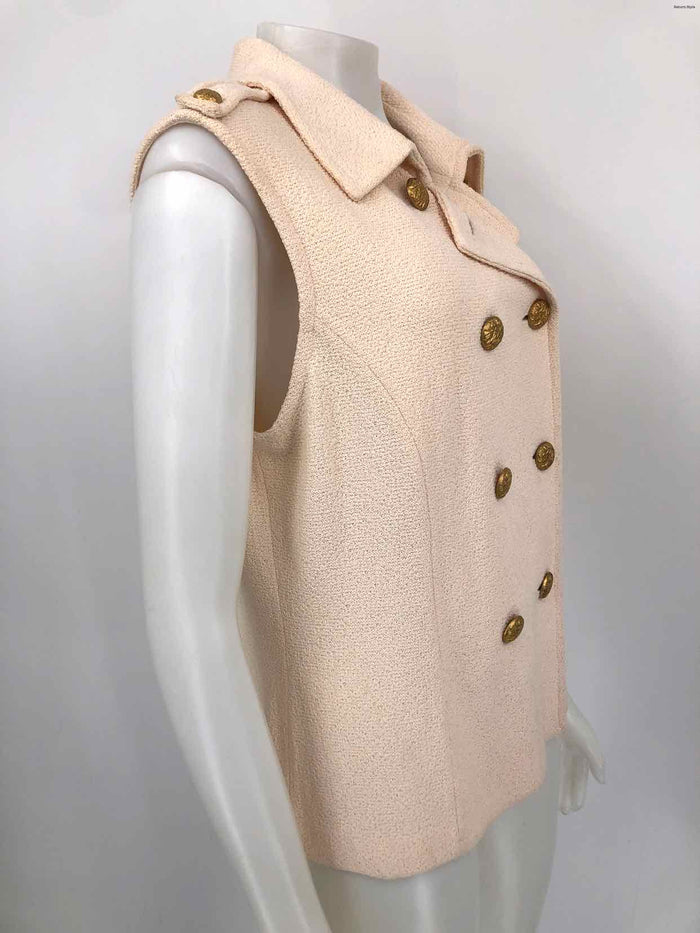 ST. JOHN Cream Goldtone Knit Double Breasted Women Size 16  (XL) Vest