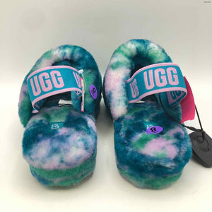 UGG Turquoise Lavender Shearling Fuzzy Slides Shoe Size 8 Shoes