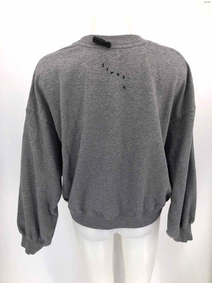 CLARE V Gray Cotton Blend Rhinestone Sweatshirt Size X-LARGE Top