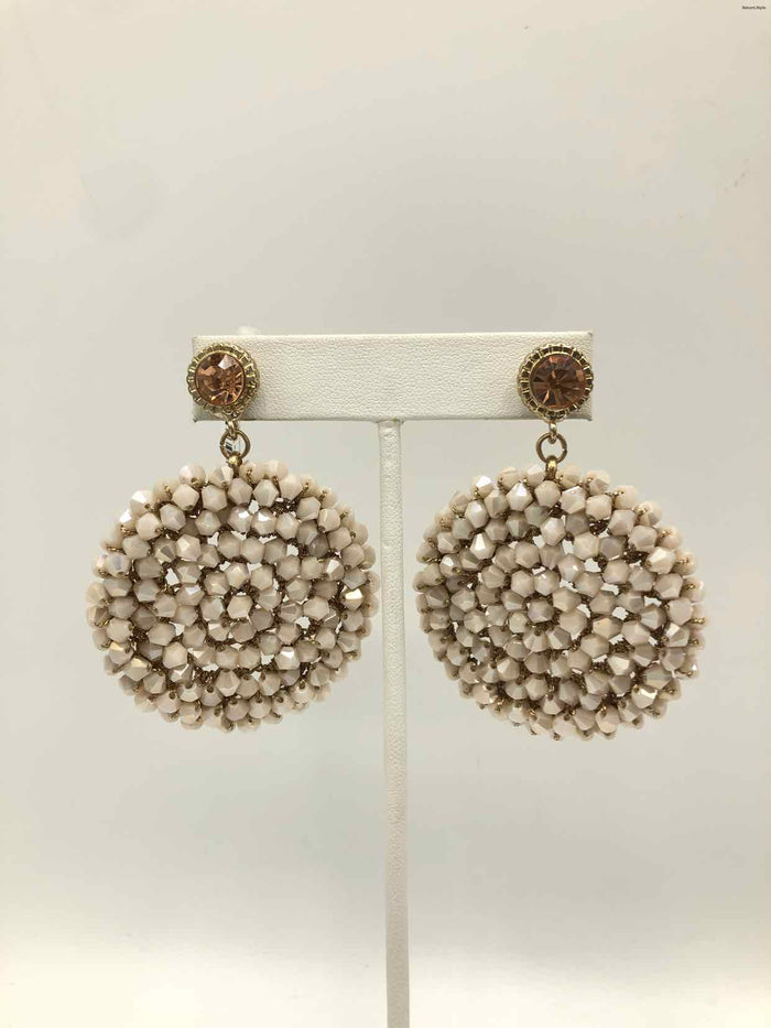 LAVISH Beige Gold Woven 18K Gold Plated Beaded Drop Earrings