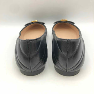 STUART WEITZMAN Black Gold Leather Upper Quilted Flats Shoe Size 7-1/2 Shoes