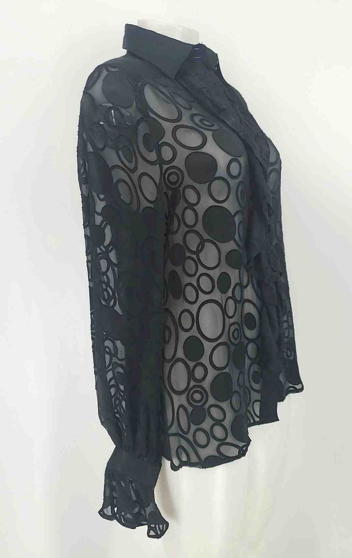 ANNE FONTAINE Black Silk Blend Sheer Blouse Top