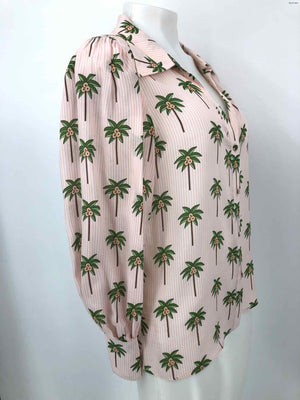ALICE & OLIVIA Pink Green Silk Palm Tree Shirt Size Petite (S) Top