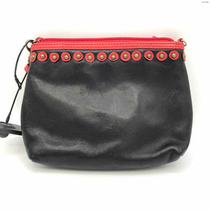 ISABELLA FIORE Black Red Pre Loved Embroidered Studded Wristlet Purse