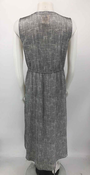 EILEEN FISHER Gray White Silk & Cotton Print Maxi Length Size X-SMALL Dress