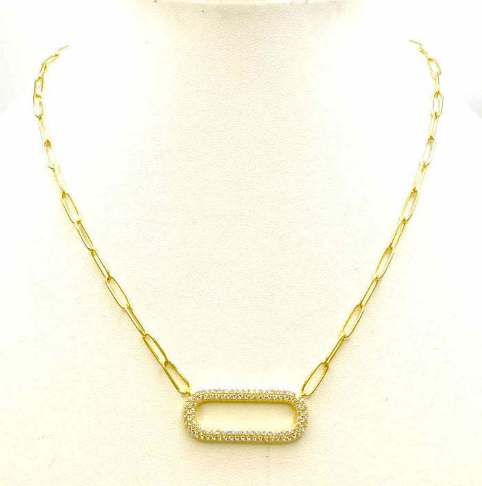 Gold Plated Sterling Silver Crystal Links Oval ss Necklace