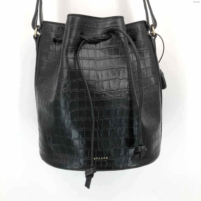 SEZANE Black Leather Bucket 10.5" 6.5" 10" Purse