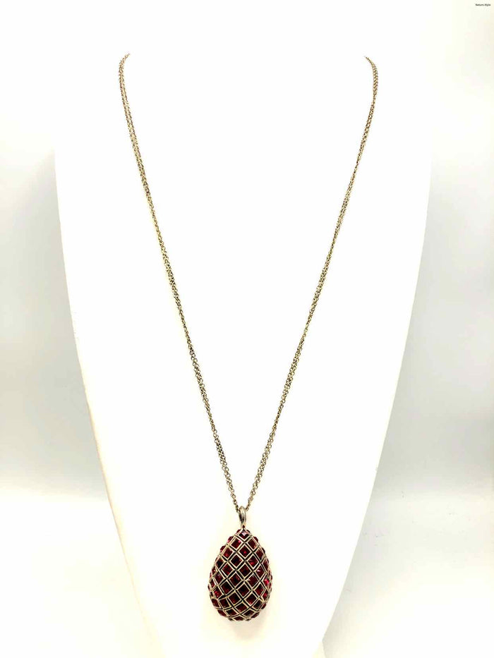 ST. JOHN Goldtone Red Crystal from Swarovski Egg Necklace