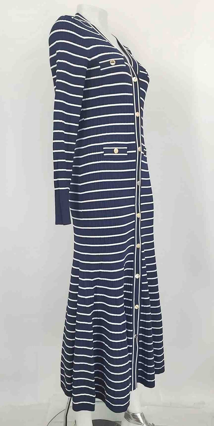 j crew white maxi dress J CREW Navy White Stripe Maxi Length Size MEDIUM (M) Dress – ReturnStyle