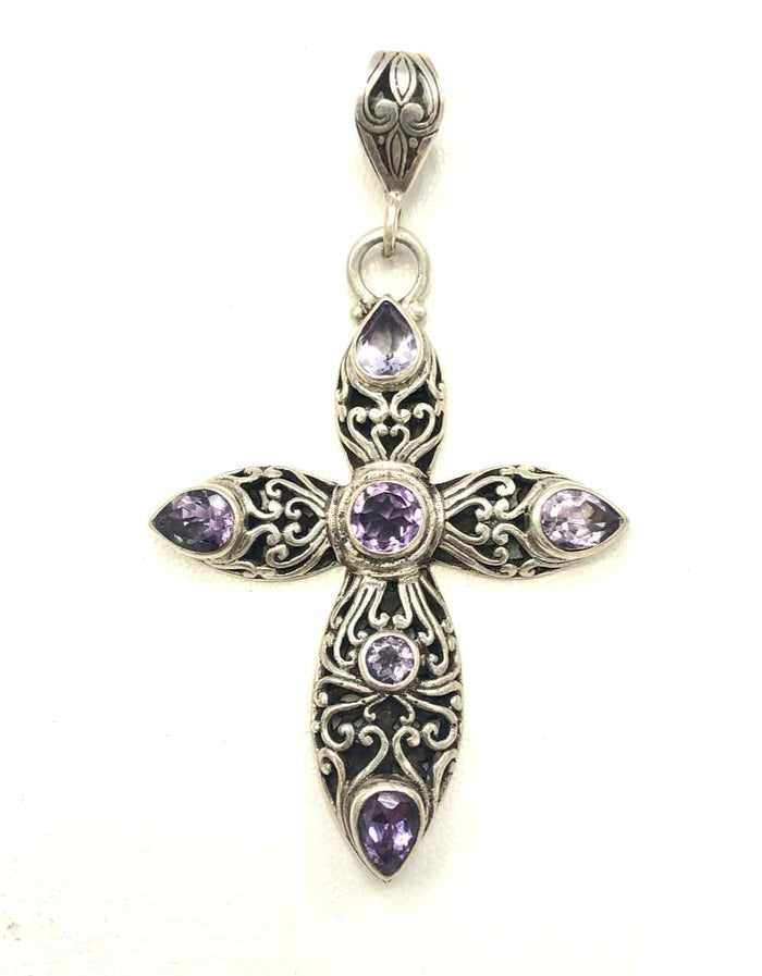 Purple Sterling Silver Amythst Cross Pendant ss Pendant