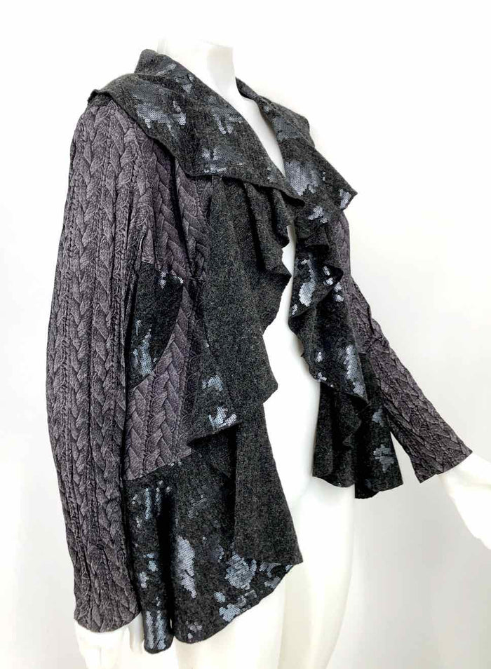 ALBERTO MAKALI Dk Gray Sequined Drape Front Jacket