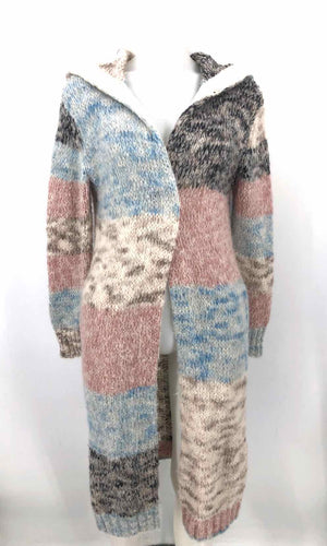 JOHNNY WAS White, Blue Pink Multi Alpaca Blend Duster Cardigan Sweater