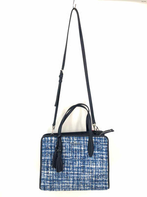 KATE SPADE Blue White Tweed Pre Loved Tassell Satchel Purse