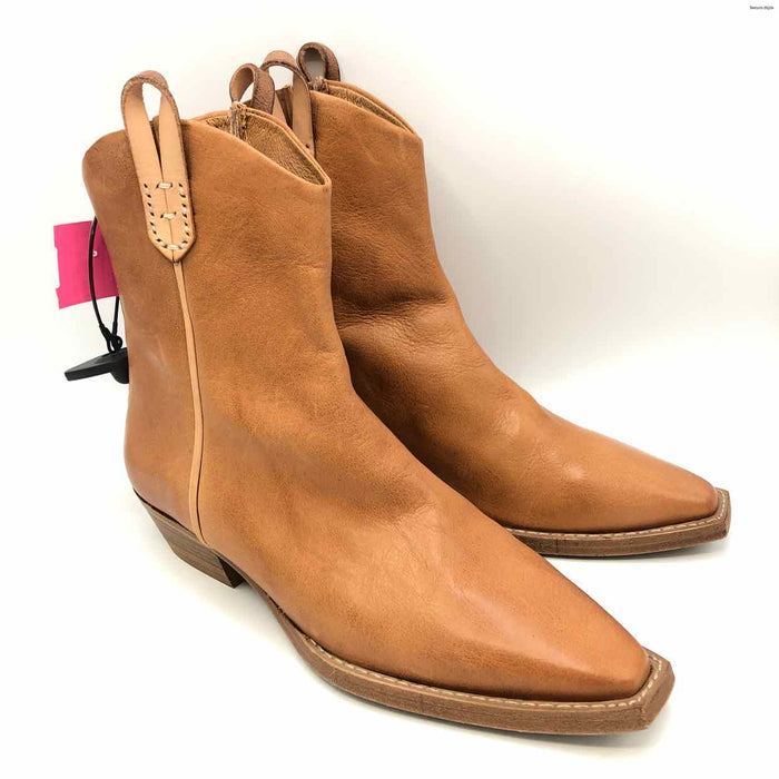 WE THE FREE by FREE PEOPLE Tan Leather Pointed Toe Made in Portugal Bootie Shoes