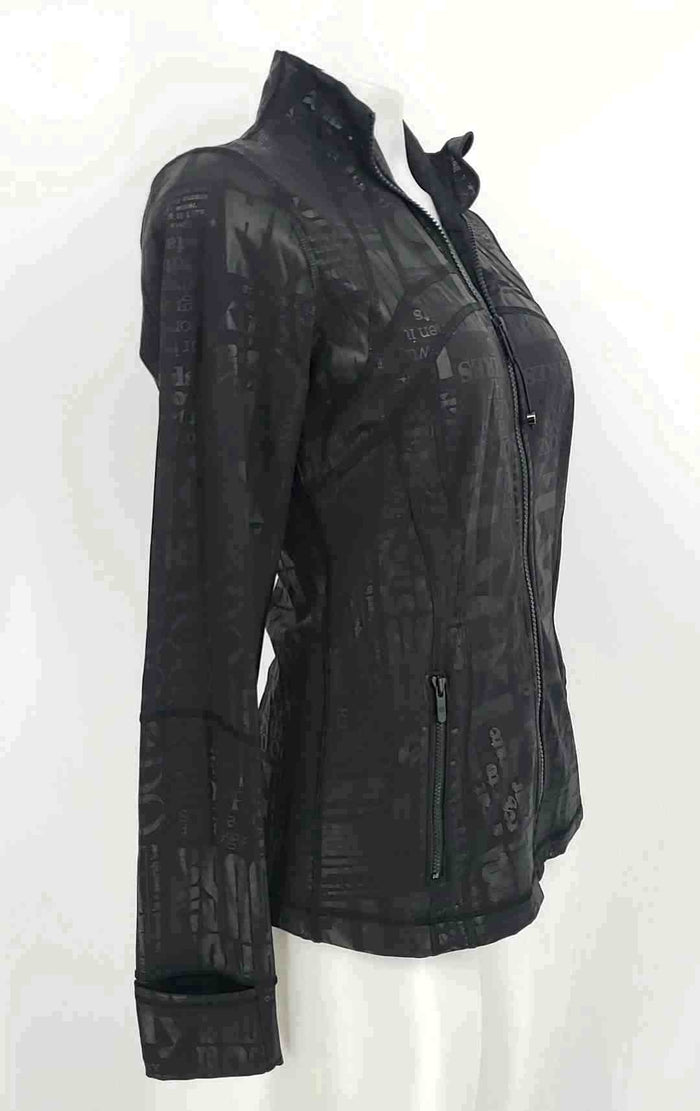 LULULEMON Black Word Print Zip Up Size 8  (M) Activewear Jacket