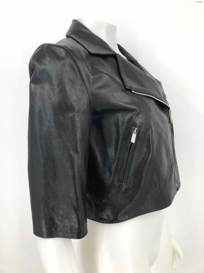 MICHAEL KORS Black Leather 3/4 Sleeves Moto Women Size 6  (S) Jacket