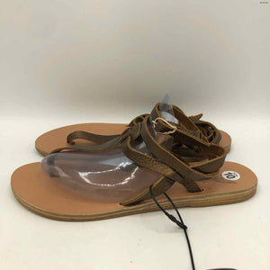 ANCIENT GREEK SANDALS Gold Tan Leather Made in Greece Sandal Shoes