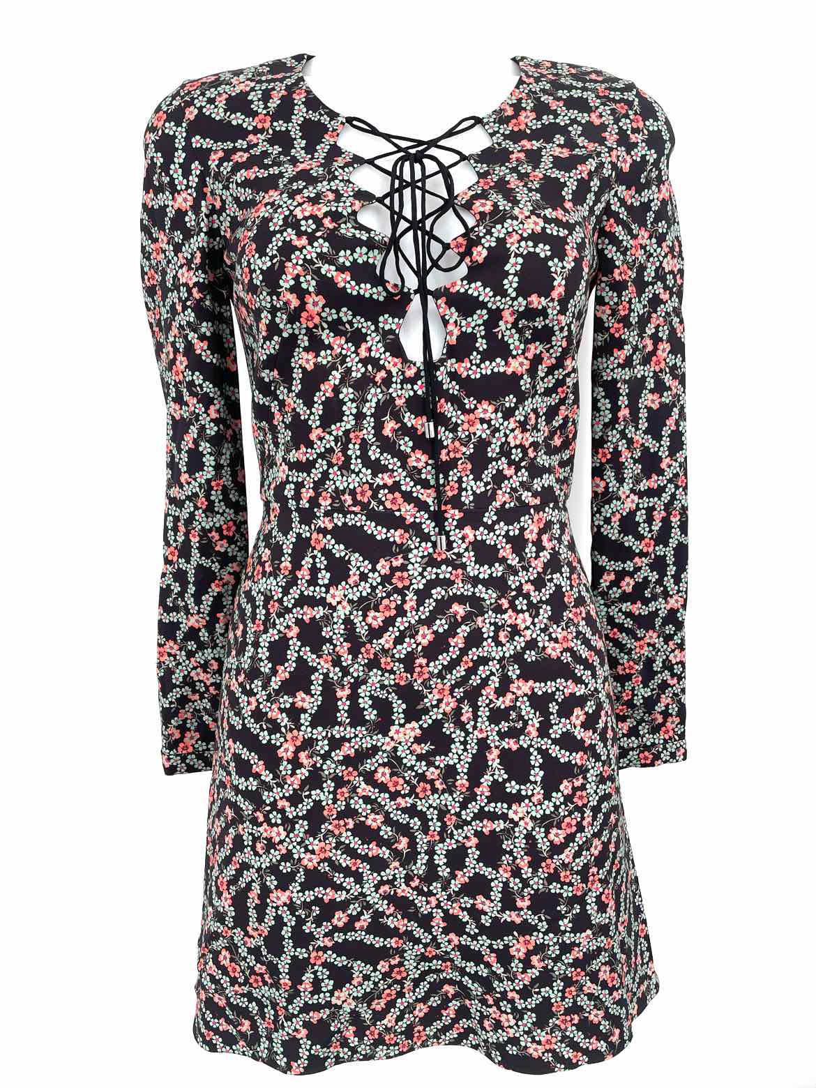 SALONI Black Pink & Green Floral Laced Size 4 (S) Dress