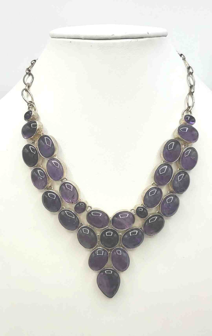 Purple Sterling Silver Amythst Collar ss Necklace