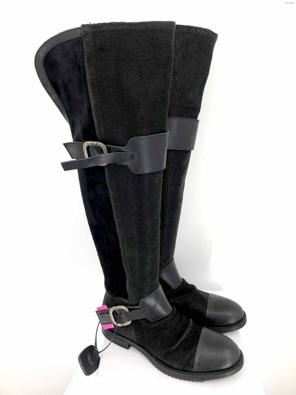 FREE PEOPLE Black Leather Knee High Shoe Size 37 US 7 Boots