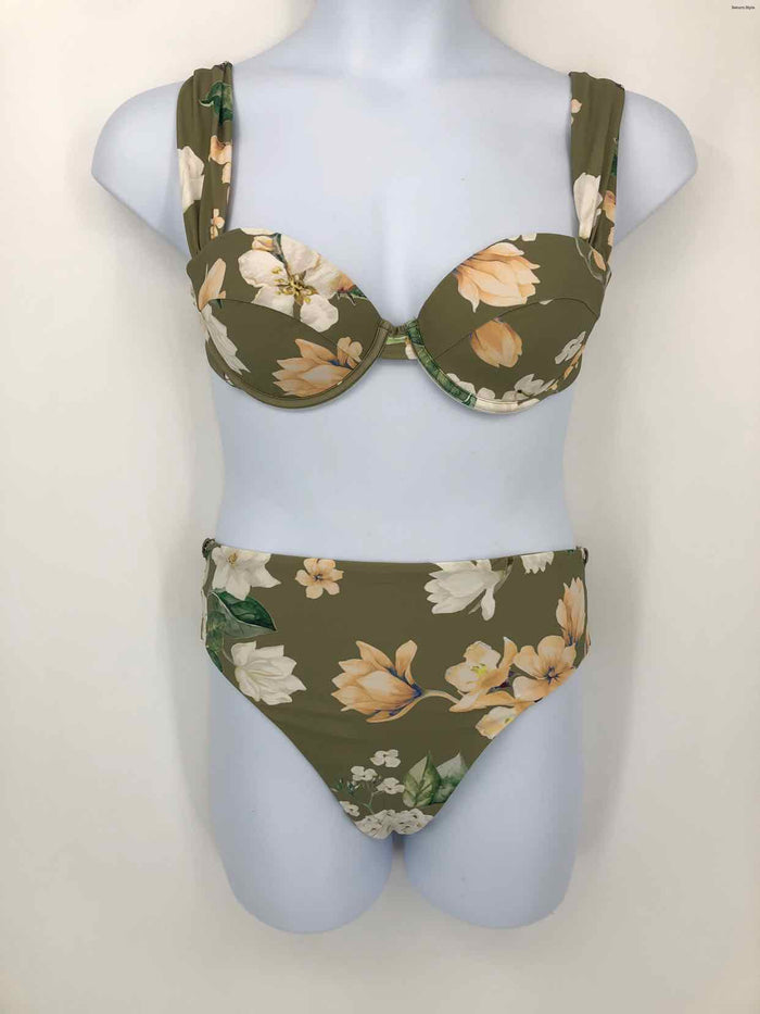 WE WORE WHAT Green Multi-Color Size LARGE  (L) Floral Bikini Swimsuit