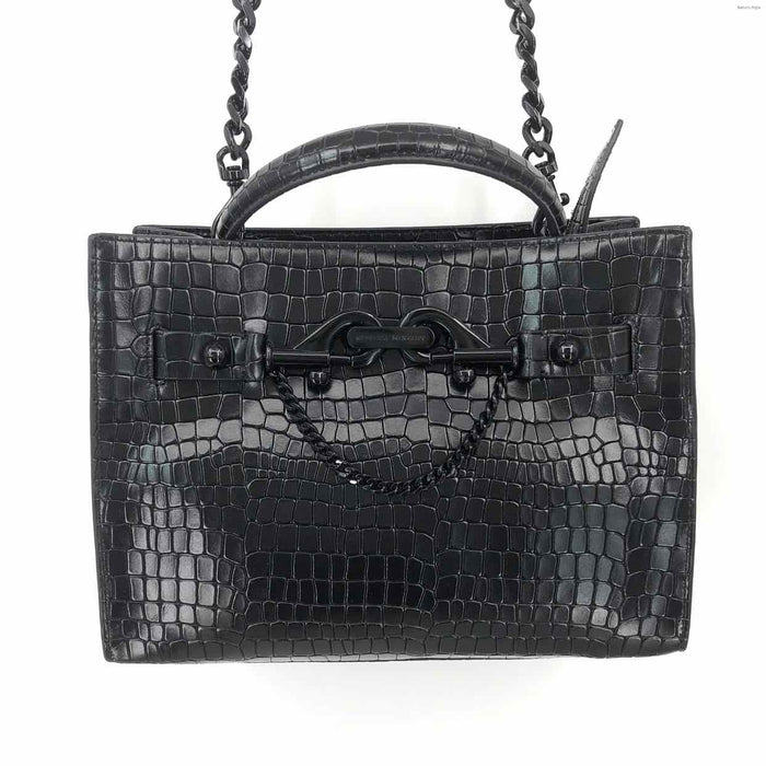 REBECCA MINKOFF Black Embossed leather Pre Loved Satchel Purse