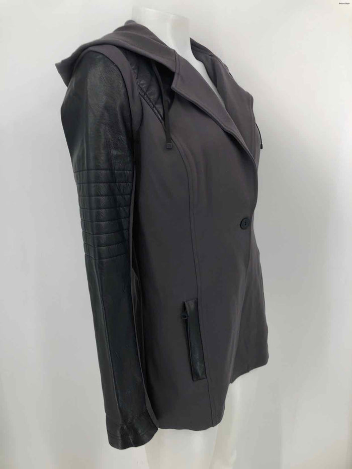BLANC NOIR Black Synthetic Leather One Button Women Size MEDIUM (M) Jacket